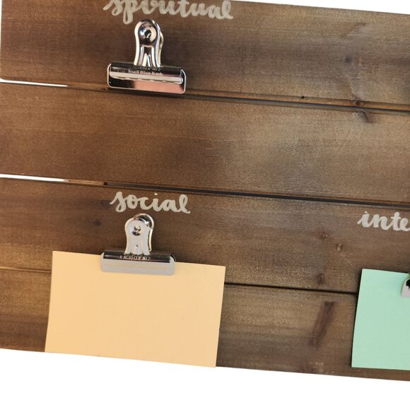 Wood Wall Hanging Organizer Clipboard Sign Spiritual Social Physical Intellectua - Picture 5 of 12